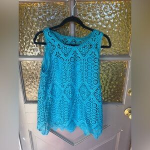 Sears Vibrant Blue Lace Blouse